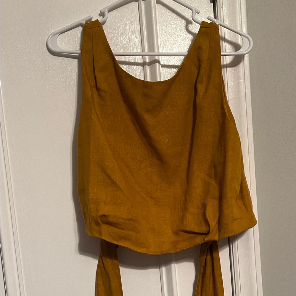 Sezane Golden Brown Crop Top